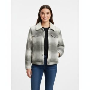 Levi’s Women’s Green Plaid Sherpa Jacket Coat Size L